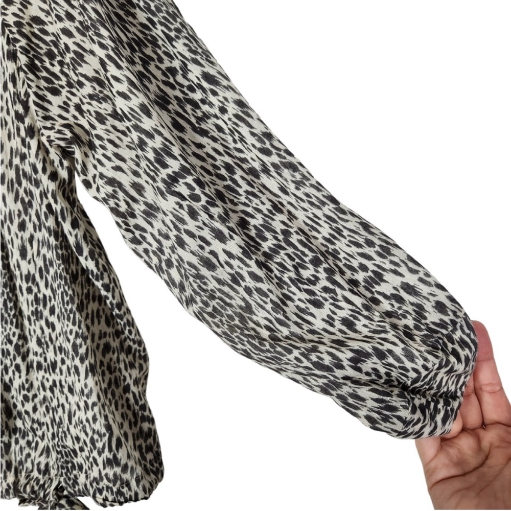 AllSaints Leopard Print Cotton Blouse Size M - Picture 2 of 11